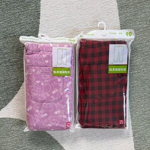 Uniqlo pink and red winter warm leggings